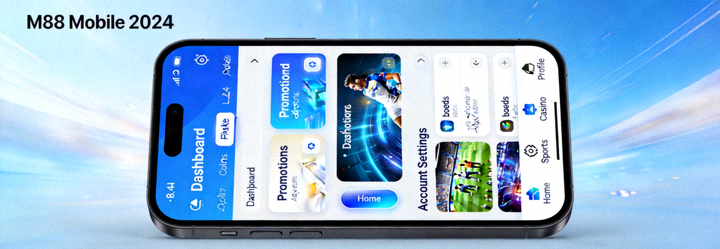 Animasi akses mobile M88 2024 menampilkan antarmuka responsive di smartphone